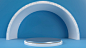 3d rendering of abstract geometric  background, scene, podium, stage, and display . blue and white color. Premium Photo