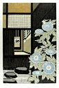 Morning Glory and Tea House. woodblock, Ray ... | Japonisme / Arte...