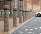 Gabion bollards, Marks & Spencer Eco Store, Sheffield