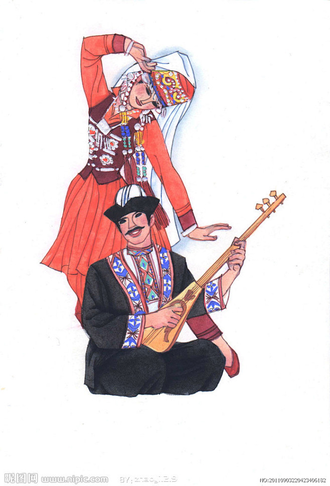柯尔克孜族插画图片