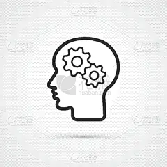 平坦的,线条,计算机图标,分离着色,登月舱,制造机器,团队,工程师,一致,思考
