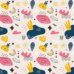 手绘抽象涂鸦花纹图案矢量图设计素材