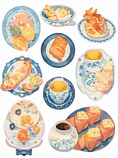 手账素材青花瓷小糕点，以前有没有洋御厨