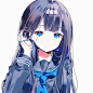 #动漫女##二次元女#蓝色#清爽#呆#独立#长发#头像#/@保护我方沐筱