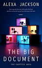 This may contain: the big document by alex jackson is shown in front of colorful cubes with a man standing