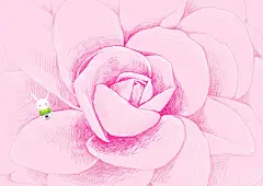 哲理兔系列插画-与花一起喝咖啡看书