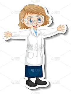 科学家女孩卡通人物站姿