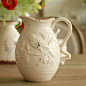 家居装饰品 美式乡村裂纹复古白色陶瓷花瓶浮雕鸟纹花器奶壶 特价