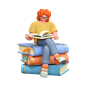 3D立体看书阅读人物