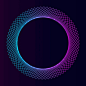 This may contain: an abstract background with a circular shape in purple and blue colors on a dark background