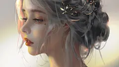 鬼刀 厚涂画美女 头饰 唯美动漫美女壁纸4k3840x2160