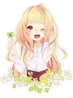 插画 四叶草 小清新 壁纸 头像 动漫 女生 二次元