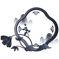 中国风中式古典窗花剪纸雕花山水祥云扇子