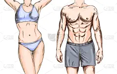 athletic couple young male and female full color