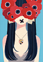「誰にも言わない、私だけの秘密」/「yui」のイラスト [pixiv]    插画 神秘 人物 长发 黑 头发  植物 红 花