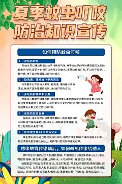炫彩夏季防蚊虫知识宣传海报3