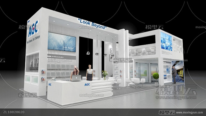 3DMAXAGC玻璃展览展示展台模型_建...