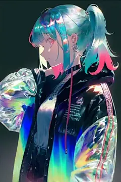 炫酷镭射漆皮胶衣赛博科幻女孩