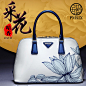 天喜2014夏季新款女包 中国风青花瓷复古印花贝壳包 文艺范手提包