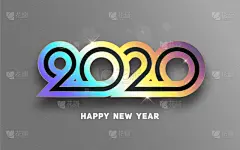 2020,文字,新年前夕,活力,华丽的,请柬,事件,传单,设计,问候