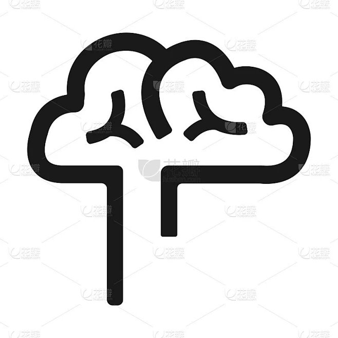 Brain flat vector icon素材-花瓣网