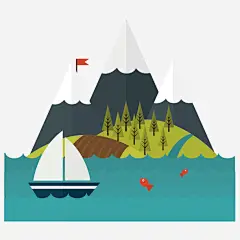 扁平化的山水高清素材 png png素材 免费png 免费png素材 山 扁平化 树 水 矢量素材 免抠png 设计图片 免费下载