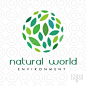 Natural World Environment : This logo features green and blue coloured leaves that form a circle to symbolize the earth. The green colours symbolize the land and the blue colours symbolize water.