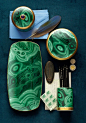 emerald green malachite desk accessories