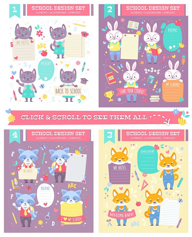 儿童幼儿园卡通可爱动物粉紫色系返校开学 ...