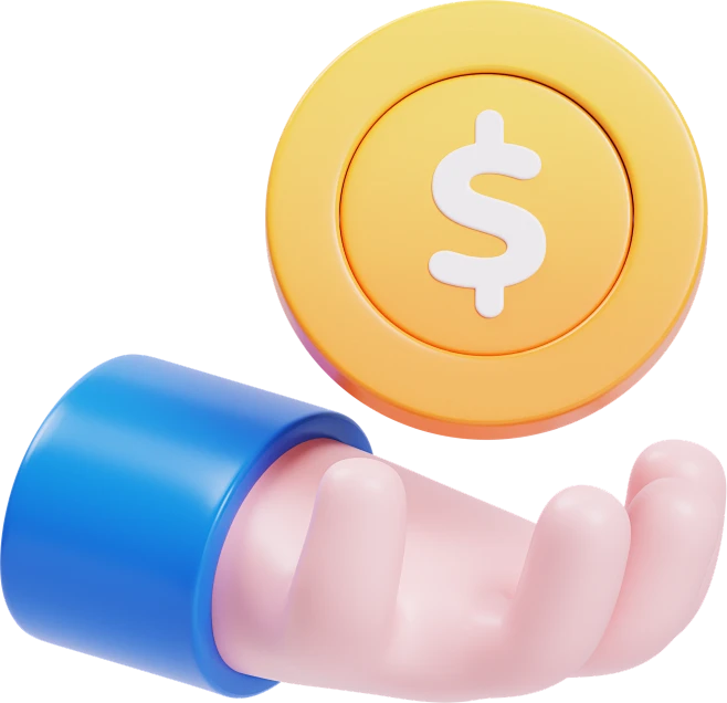 金融 插画 3D图标 银行 理财Hand Holding Coin-花瓣网