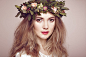 Beautiful blonde woman with flower wreath on her head by Oleg Gekman on 500px