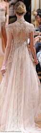 Zuhair Murad sheer wedding dress with silk and pearl embroidery: 