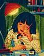 self improvement growth personal gif animation  loop lamplight cozy