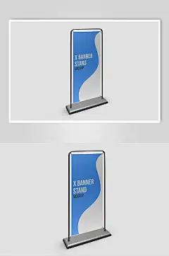 英文字母留白蓝色简易展架样机-众图网