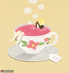 花茶梦幻茶杯浴缸泡汤女生人物插画PSD人物插画素材下载-优图网-UPPSD