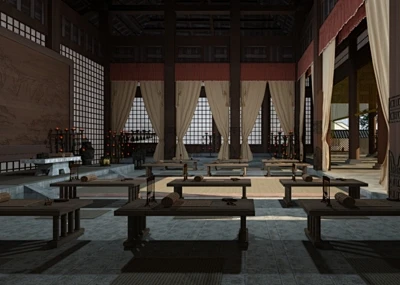 古代书院私塾书简竹简战国春秋书房学堂书案奏章翰林院孔子学堂岳麓书院3D模型古代书院私塾书简竹简战国春-花瓣网