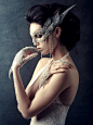 Lace, pearl & rhinestone mask, gloves and gown... truly lovely!