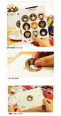 日韩国文具 可爱猫咪喵星人卡通日记装饰贴纸 圆形瓶子防水封口贴-淘宝网