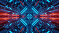 Abstract science fiction futuristic background with red and blue neon lights Free Photo