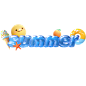 夏天通用3D冰块艺术字贴纸元素素材