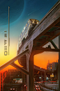 city cyber cyberart Cybercity Cyberpunk digitalpainting sunset Sunsetcity