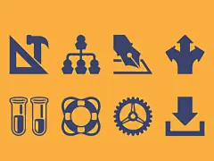 Custom application icons for use in data visualization application dashboard. Emphasis is on being easily recognizable at varying sizes, in order to declutter and speed user tasks.