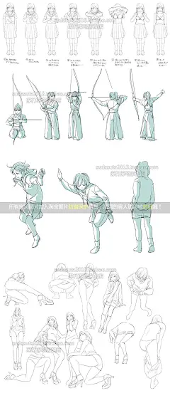 880张日式人体动态透视线稿图片 二次元漫画动作姿态大动作姿势-淘宝网