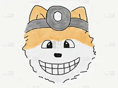 抽象手绘素描涂鸦博美犬医生