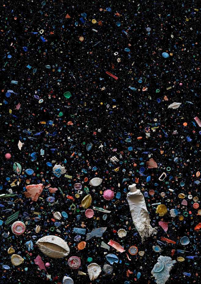 Mandy Barker安排塑料垃圾在海...