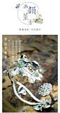 百年宝诚银手镯99纯银女式款复古做旧民族风荷花镶玉髓足银饰镯子-tmall.com天猫