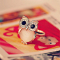 Fancy - Cute Owl Opal Opening Animal Ring@北坤人素材