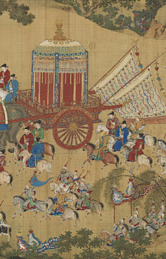 画面右侧可以见到,皇帝的銮驾刚刚离开的德胜门