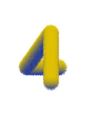 png毛绒数字4|渐变数字|创意字设计|AI混合工具|黄色蓝色