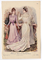 婚纱设计编年史（1820-1921）。1820-1921年间的婚纱设计图稿。